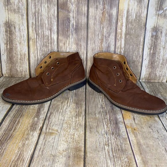 Kenneth Cole Reaction Tan Vegan Leather Lace-Up Ankle Boots Men's Size 9 - Picture 2 of 9